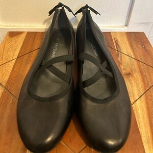 Stuart Weitzman Black Ballet Flats with Crisscross Straps
